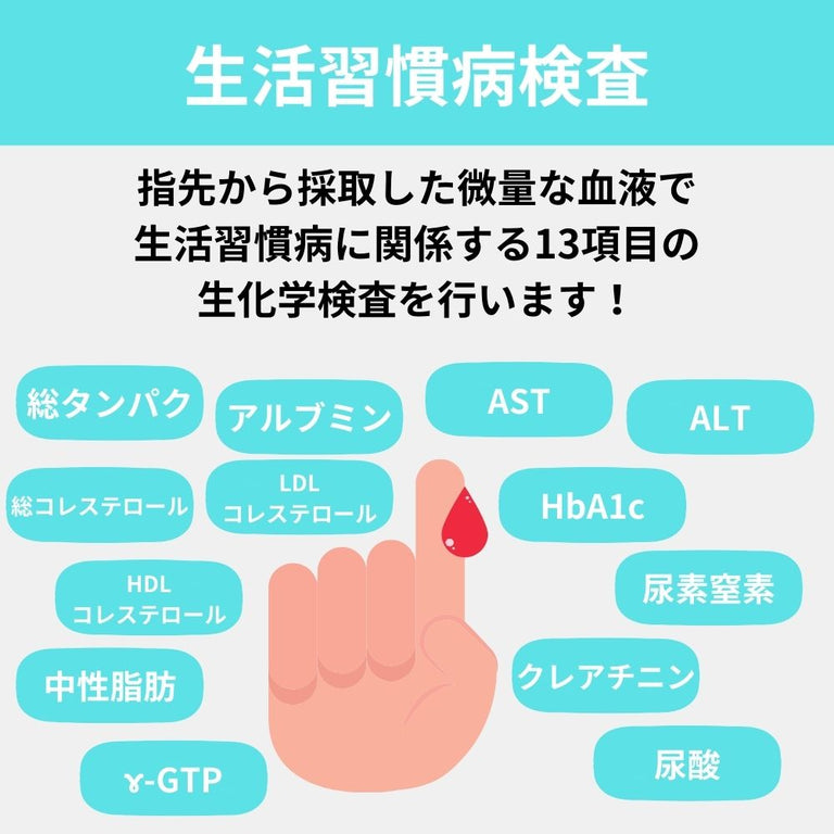 生活習慣病リスク13項目検査 糖尿病 痛風 肝機能 腎機能 コレステロール